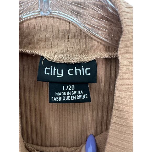 City Chic Plus Brown Basic Everyday Ribbed Long Sleeve Turtleneck Sweater 20 - Picture 2 of 10